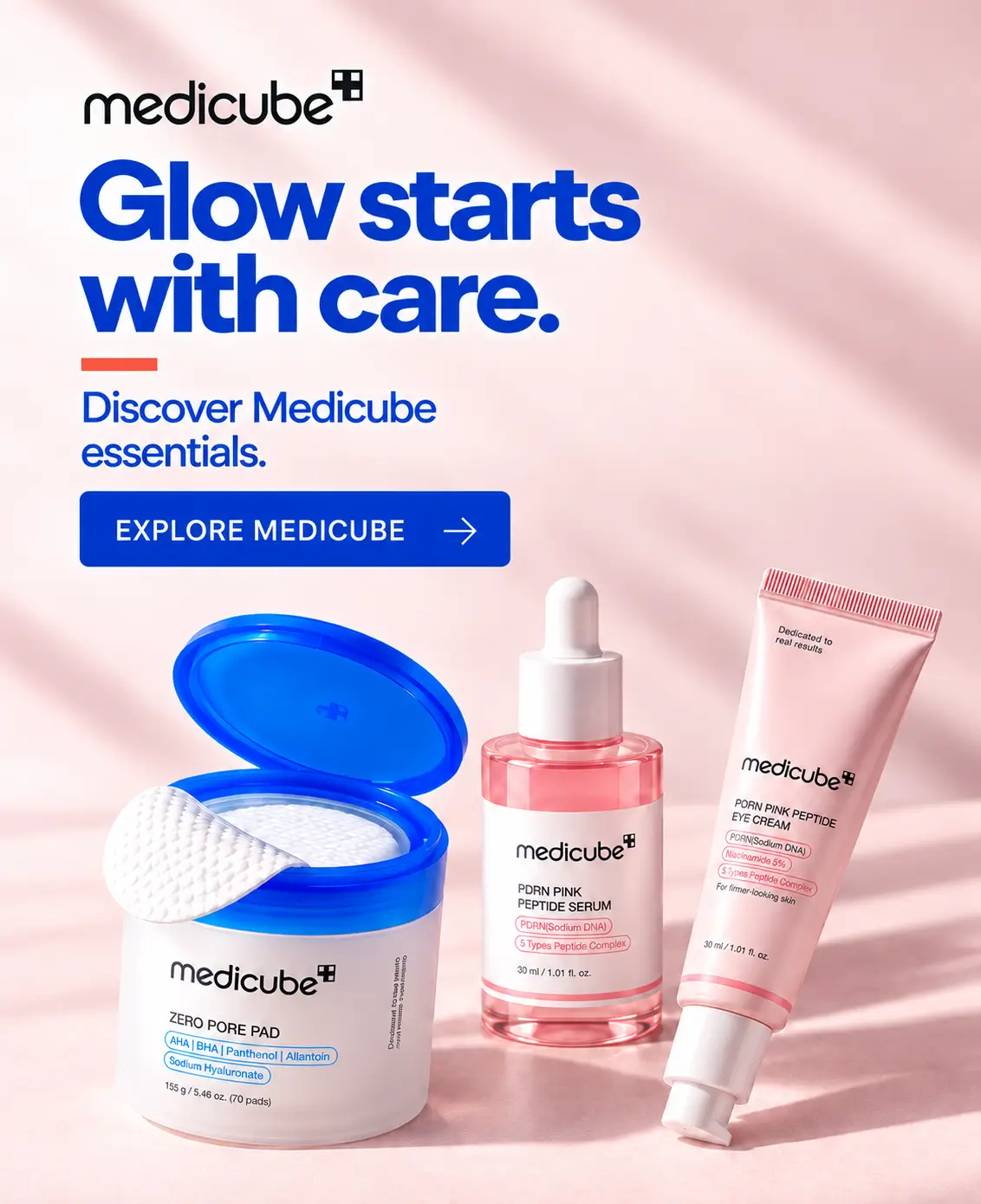 Glow starts with care. Discover Medicube essentials.