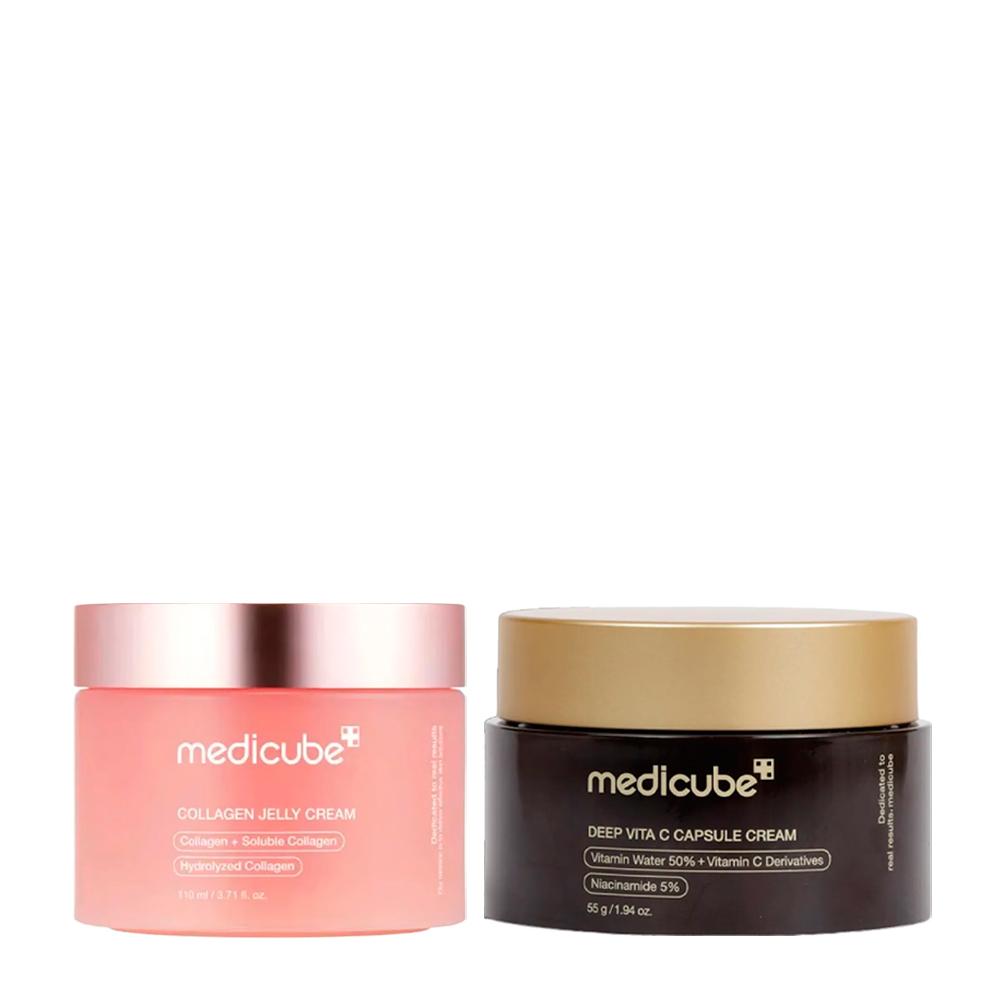 Medicube Collagen and Vita C Cream Duo: Collagen Niacinamide Jelly Cream + Deep Vita C Capsule Cream