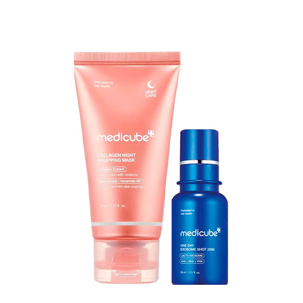 Medicube Refine and Renew Night Duo: Zero Exosome Shot 2000 + Collagen Night Wrapping Mask