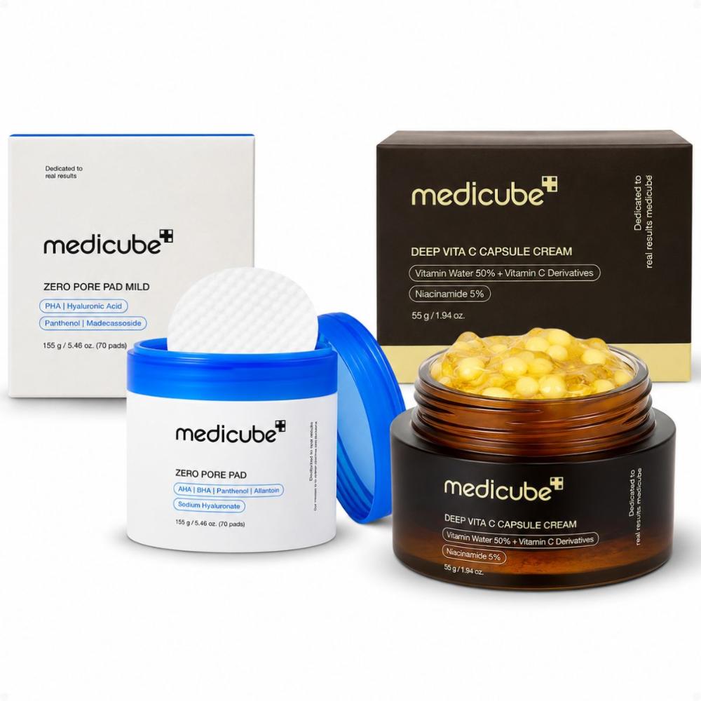 Medicube Pore and Radiance Duo: Zero Pore Pads + Deep Vita C Capsule Cream