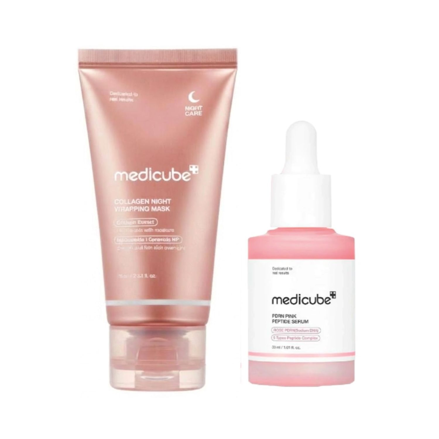Medicube Overnight Glow Duo: PDRN Pink Peptide Serum + Collagen Night Wrapping Mask