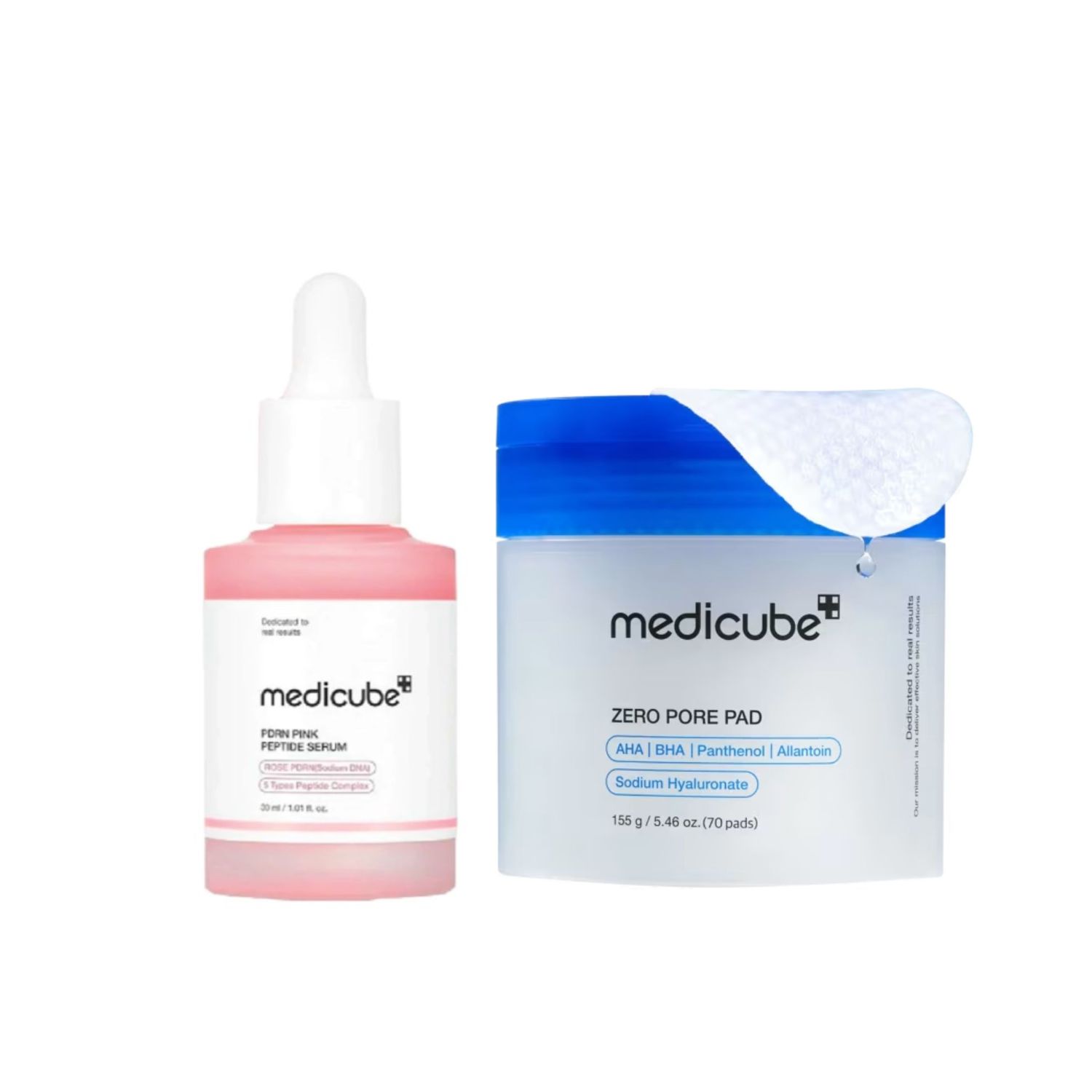 Medicube Smooth and Glow Duo (Mild): Zero Pore Madecassoside Pads (Mild) + PDRN Pink Peptide Serum
